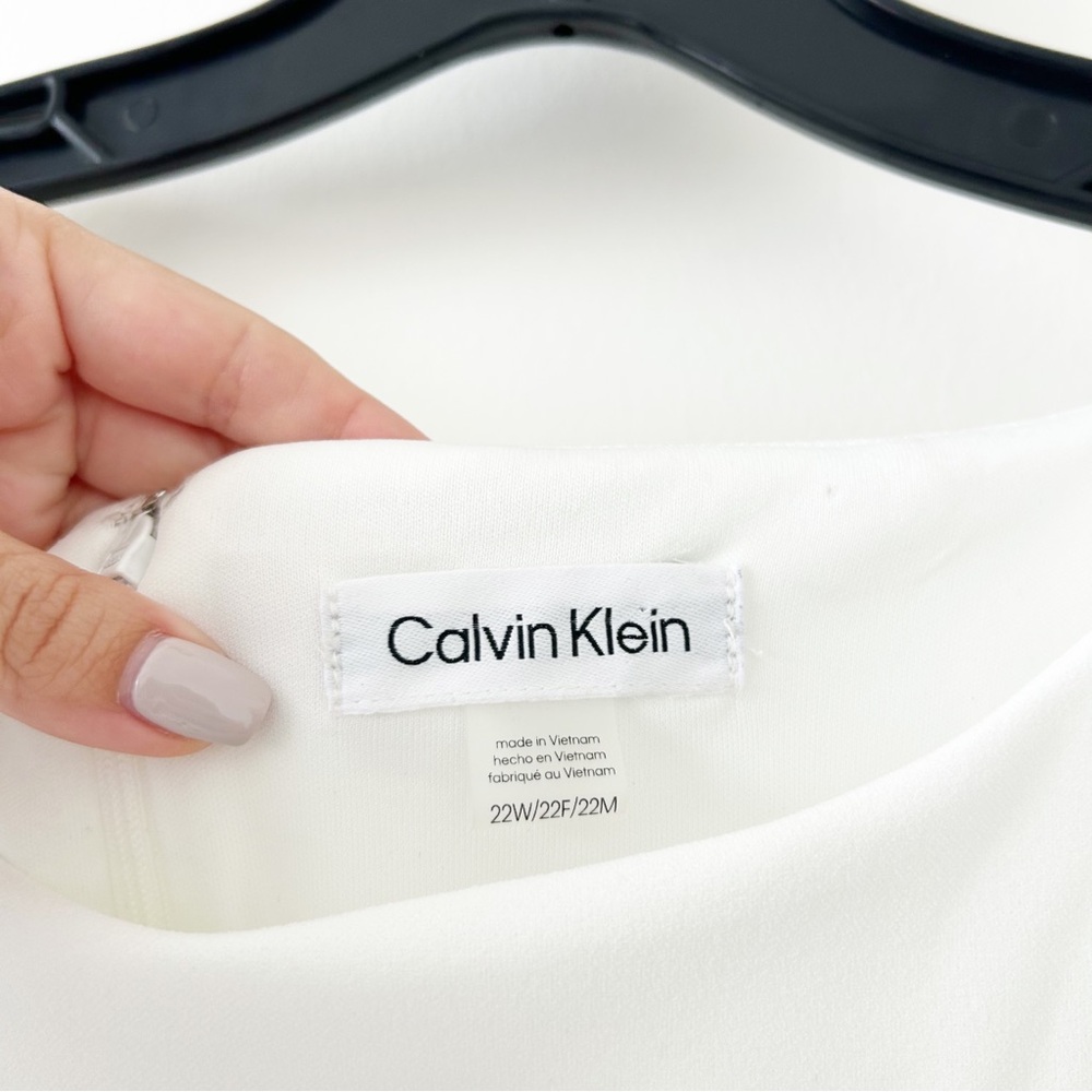 NEW Calvin Klein White Sheer Mesh Stripe Sheath Dress Size 22W - Picture 5 of 8